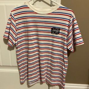 Striped blue and red Santa Cruz t shirt size large
